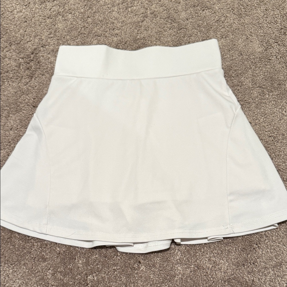 White Pleated Athletic Skort with Built-In Shorts